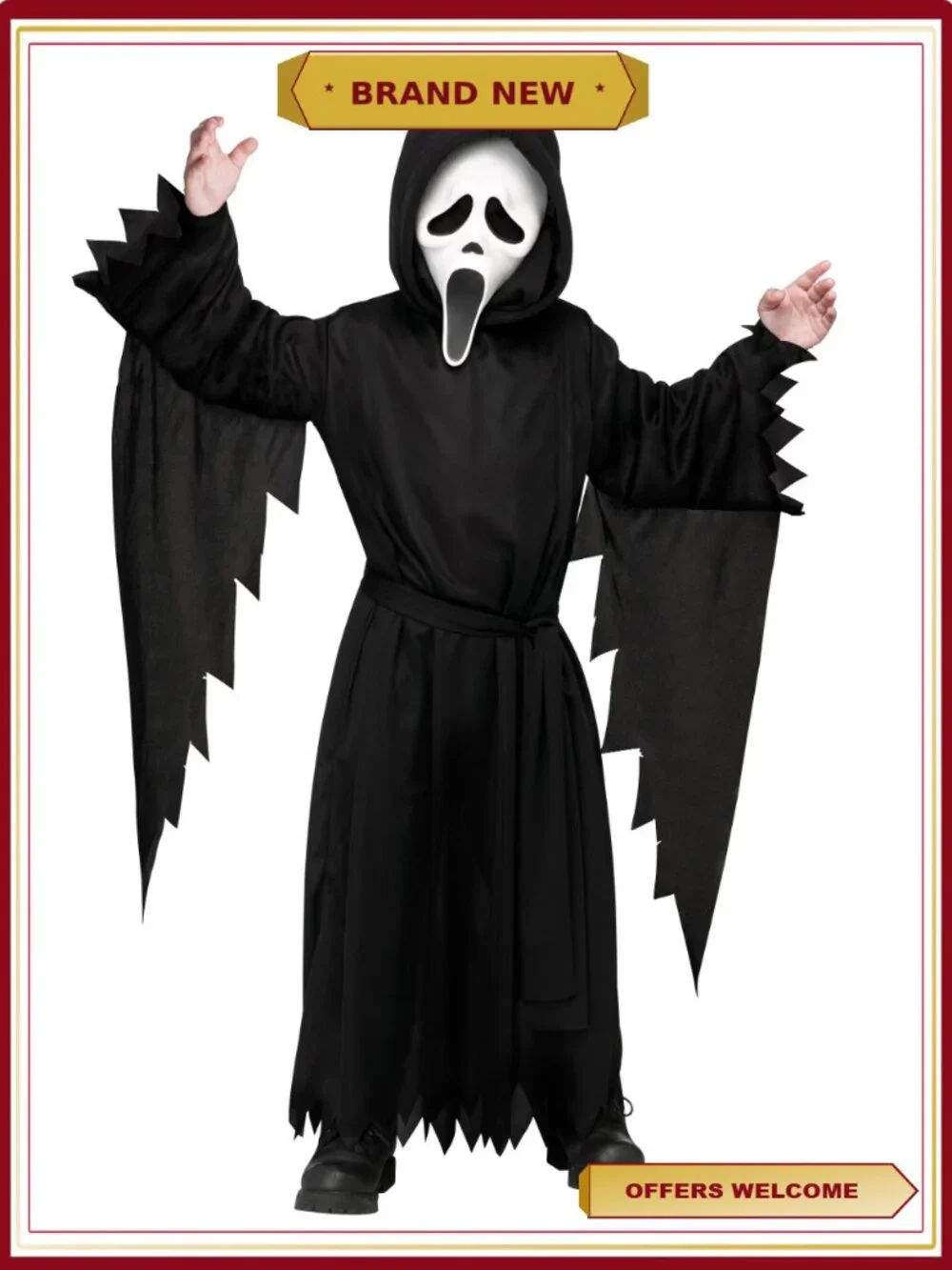Ghost Face Toddler Costume 2T Hooded Robe with Mask